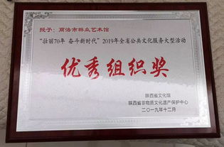 商洛市群众艺术馆荣膺殊荣 2019年全省公共文化服务大型活动优秀组织奖